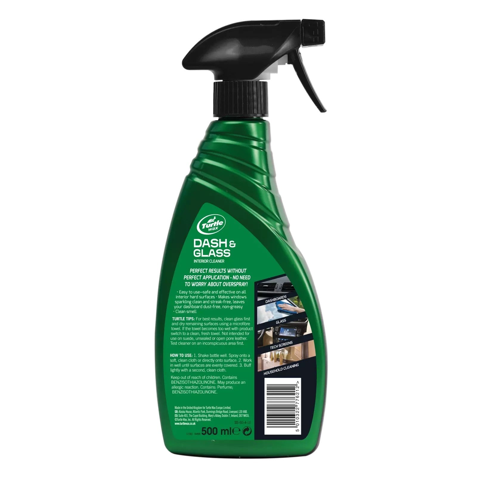 Turtle Wax Dash & Glass Car Window Cleaner Smear Free Dust Free Dash 500ml
