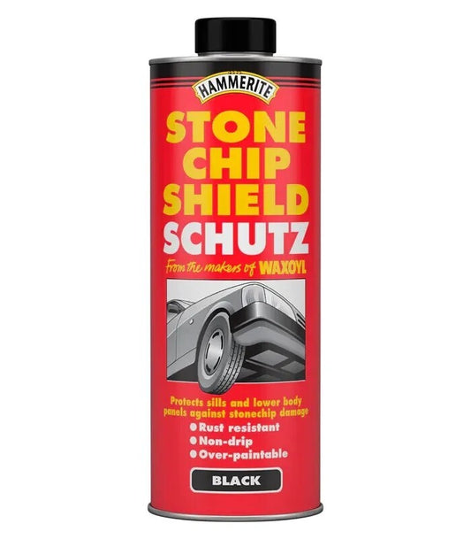 Hammerite Stone Chip Shield Moisture Rust Protection Paint Black - 1L