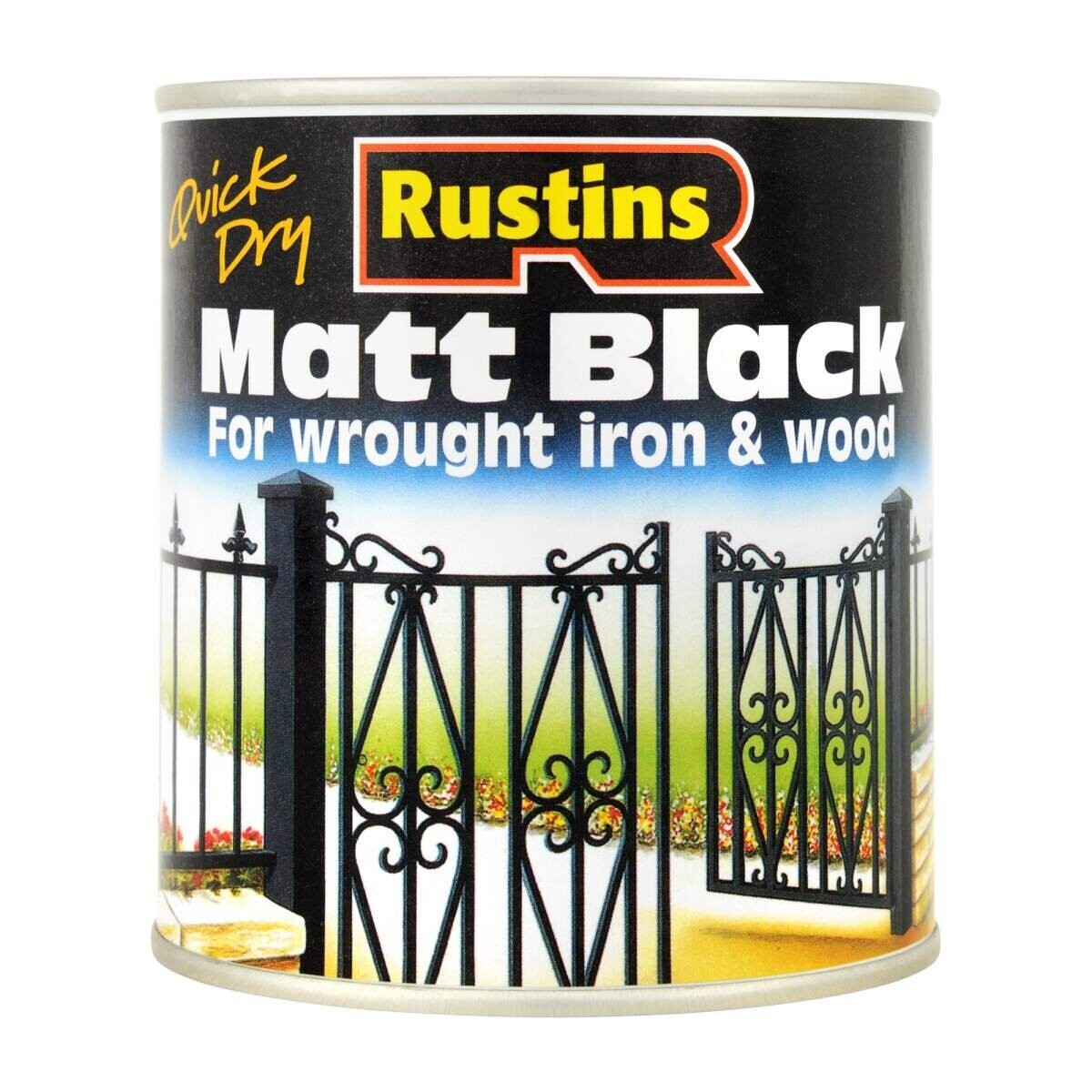 Rustins Matt Black Smooth Paint for Quick Drying Iron / Wood Indoor Outdoor Use