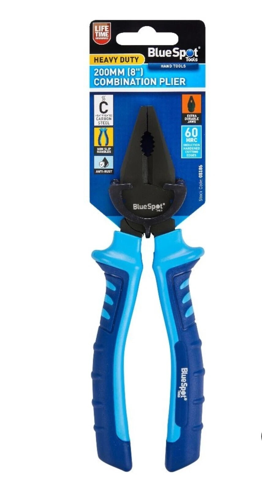 BlueSpot - 200mm (8") Combination Plier, Heavy Duty, Carbon Steel