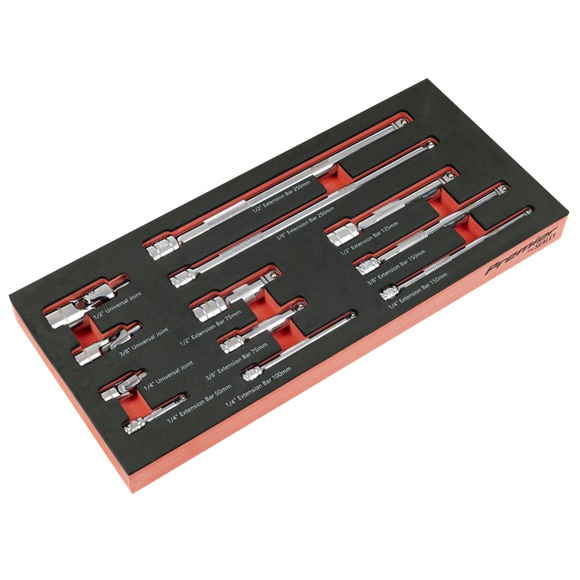 Sealey Wobble Extension Bar Set with Tool Tray 1/4, 3/8, 1/2 Sq Drive