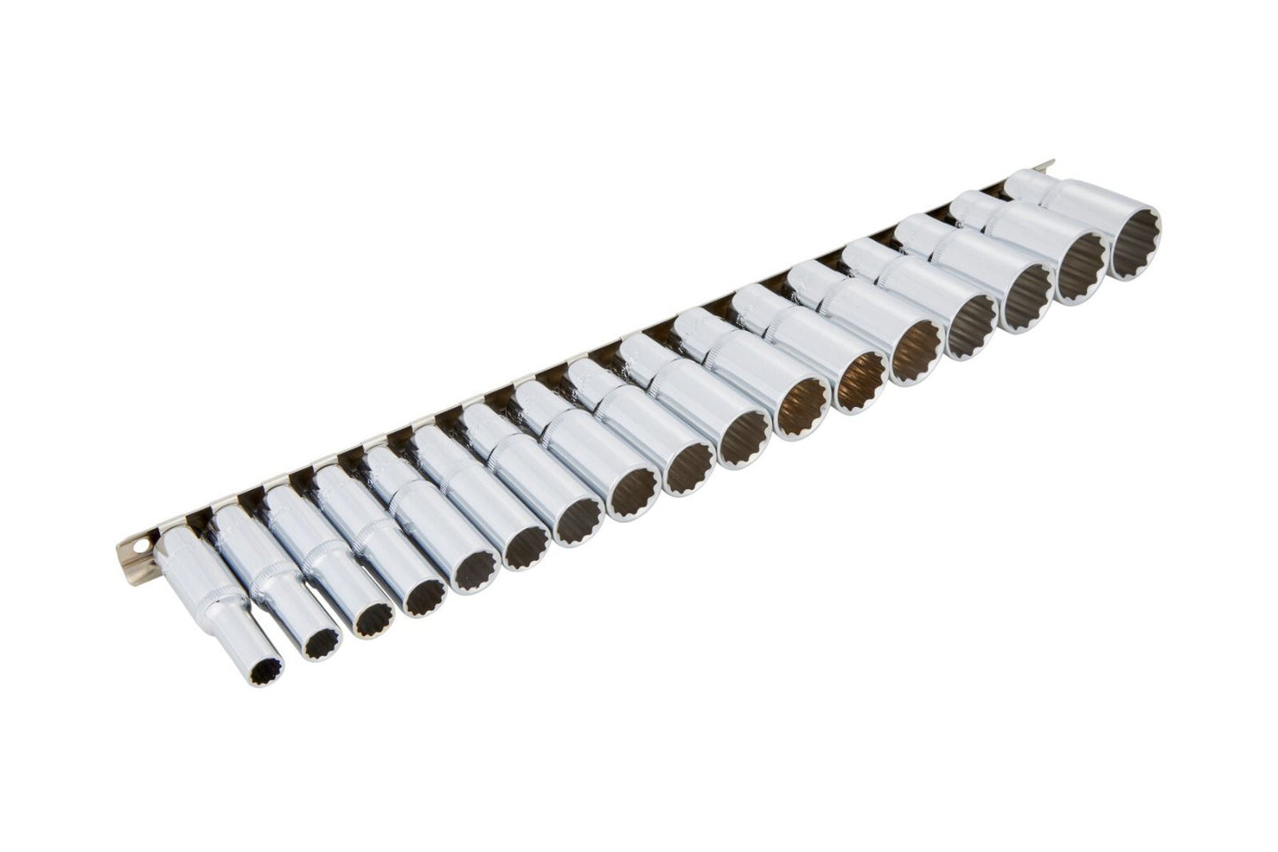 BlueSpot Deep Socket Set on Socket Rail 17pc 3/8" Drive Metric 8-24mm 12 Point