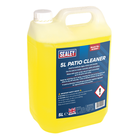 Sealey Non-Corrosive Chlorine-Free Patio Cleaner 5 Litres Loosens Dirt SCS007