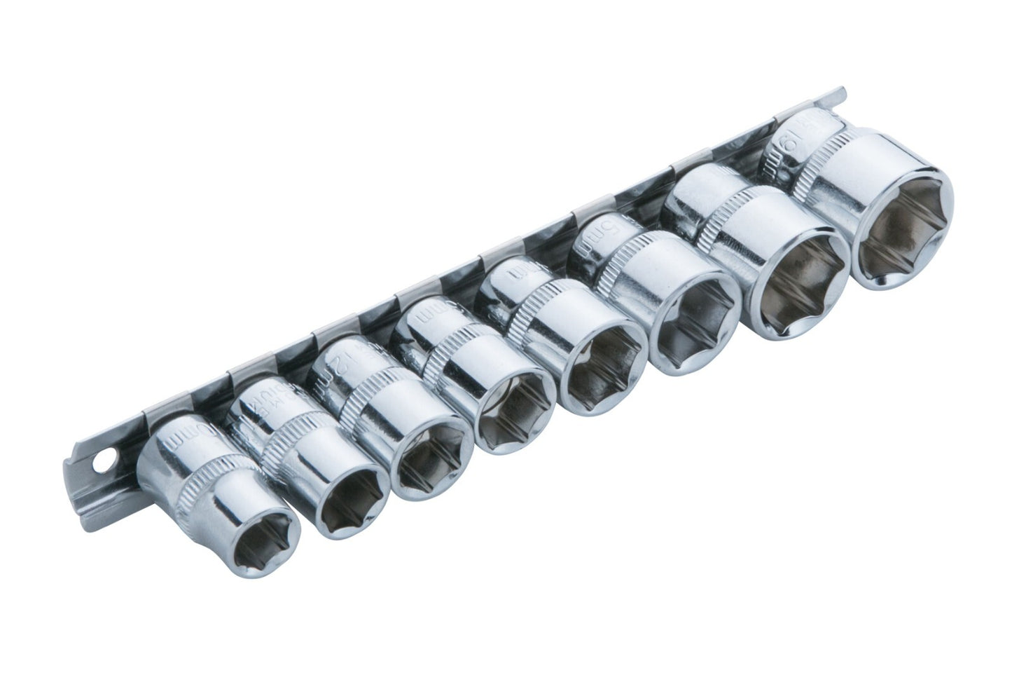Bluespot 8 PCE 3/8" DR Metric Socket Set On Rail 10 - 19mm 6 Point 01524
