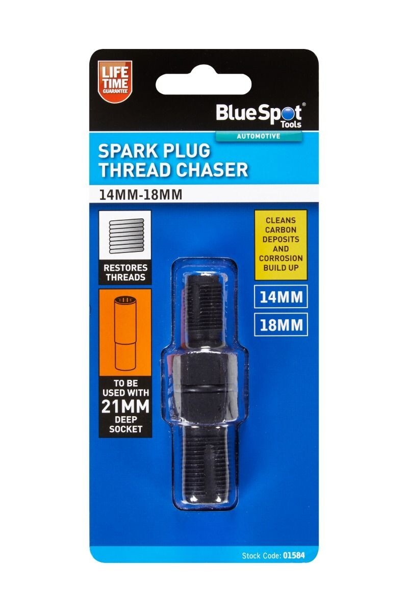 BlueSpot Spark Plug Re-Thread Chaser Kit  14mm 18mm Thread Cleaning Set 01584