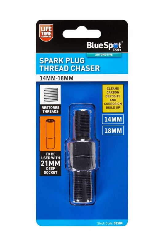 BlueSpot Spark Plug Re-Thread Chaser Kit  14mm 18mm Thread Cleaning Set 01584