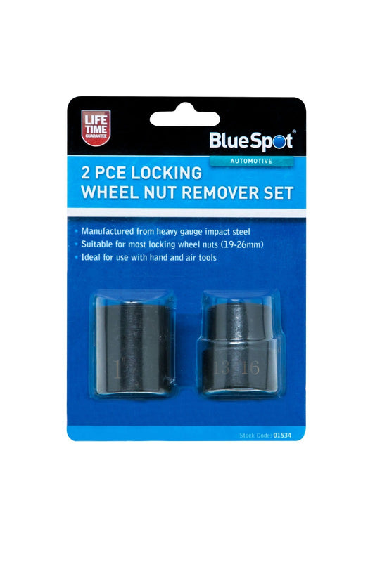 Locking Wheel Nut remover 19 - 26mm, 2 PCE Emergency Lug Nut Socket Set 01534