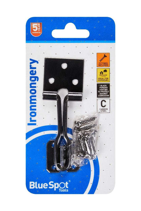 Blue Spot Tools 102mm Black Powder Coated Wire Hasp and Staple bsp78050