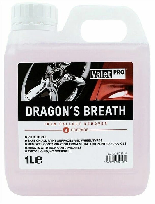 Valet Pro Dragons Breath 1Ltr De-Ironiser Iron X Contaminant Removal Wheel care 