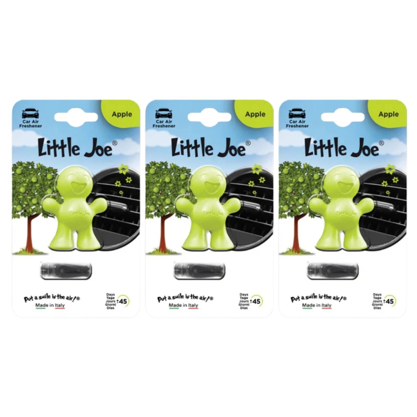 3x Little Joe Scents 3D Gel Vent Clip Car Air Freshener Freshner - Green Apple