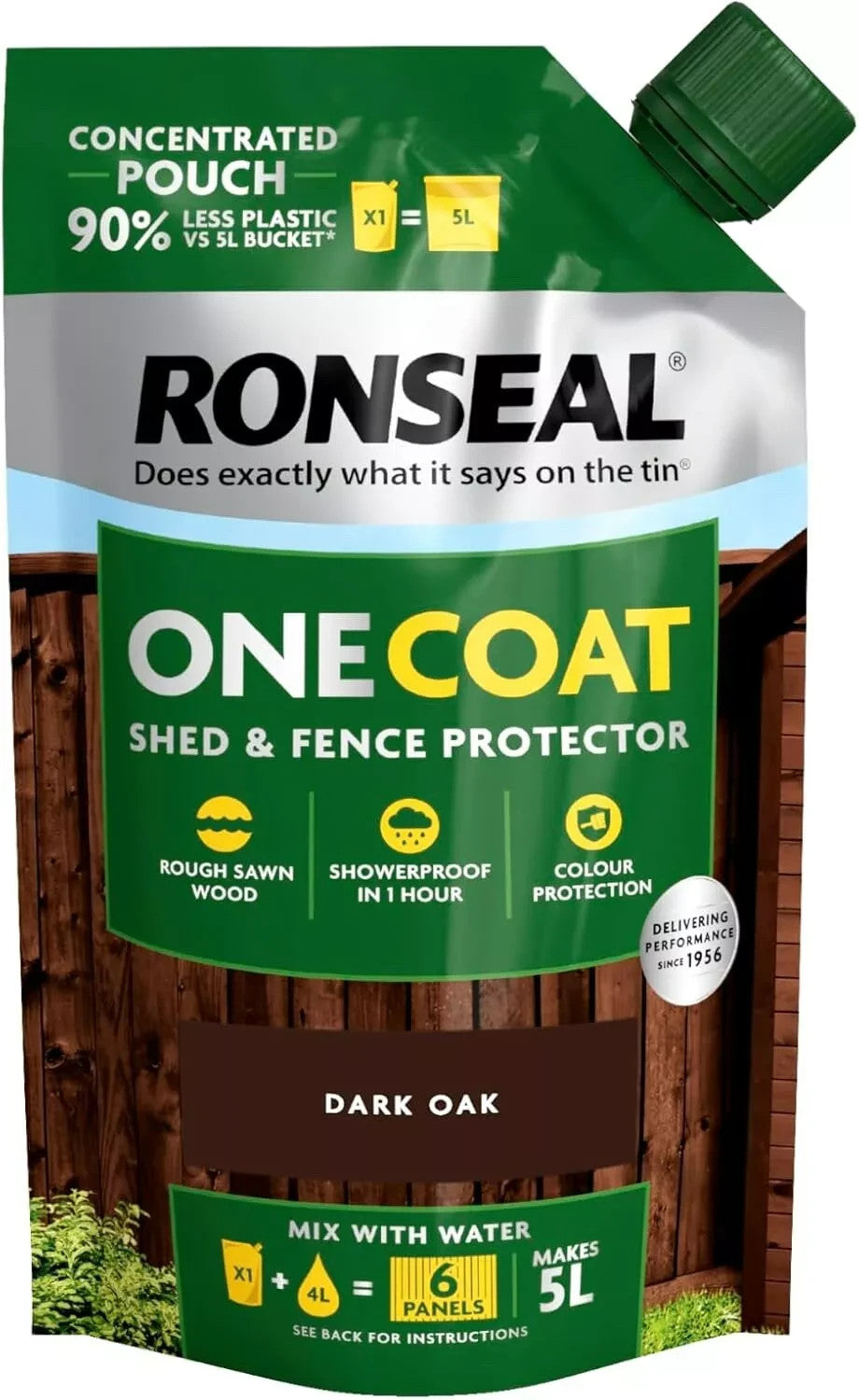 Ronseal Shed & Fence Paint Dark Oak One Coat Concentrate Refill Pouch 950ml
