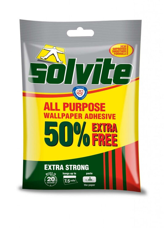 Solvite All Purpose Wallpaper Paste Extra Strong Adhesive Easy Mix Wallpaper Glu