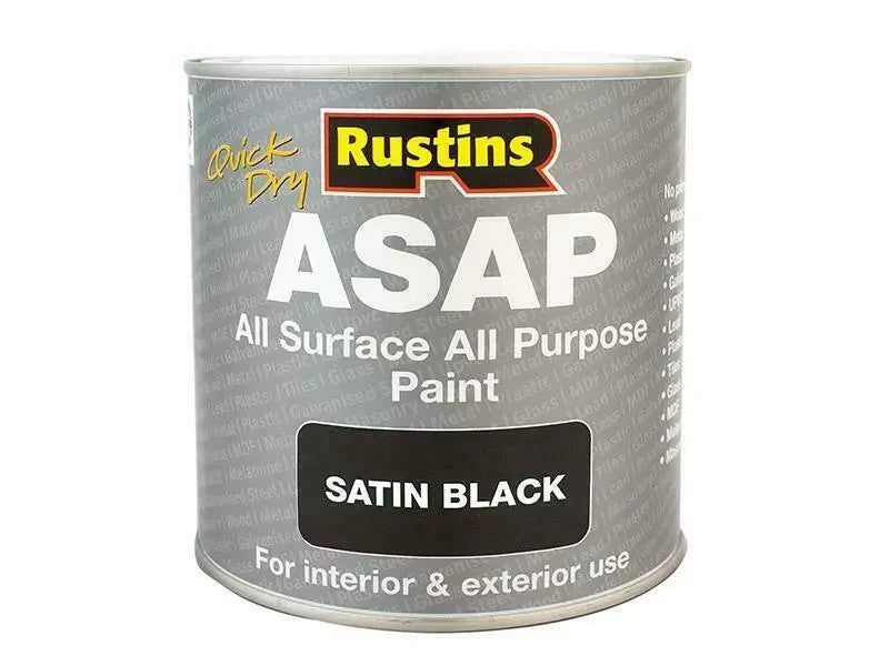 Rustins Asap- All Surface All Purpose Paint Black 250Ml RUSASAPB250