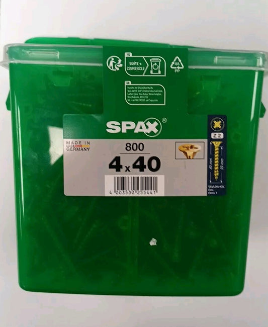 Spax S Self Countersinking Pozi Wood Screws Handy Tub 4mm 40mm Pack of 800