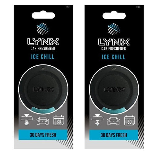 2x Lynx Car Diffuser Twin Set Hanging  Car Air Freshener Scent -ICE CHILL