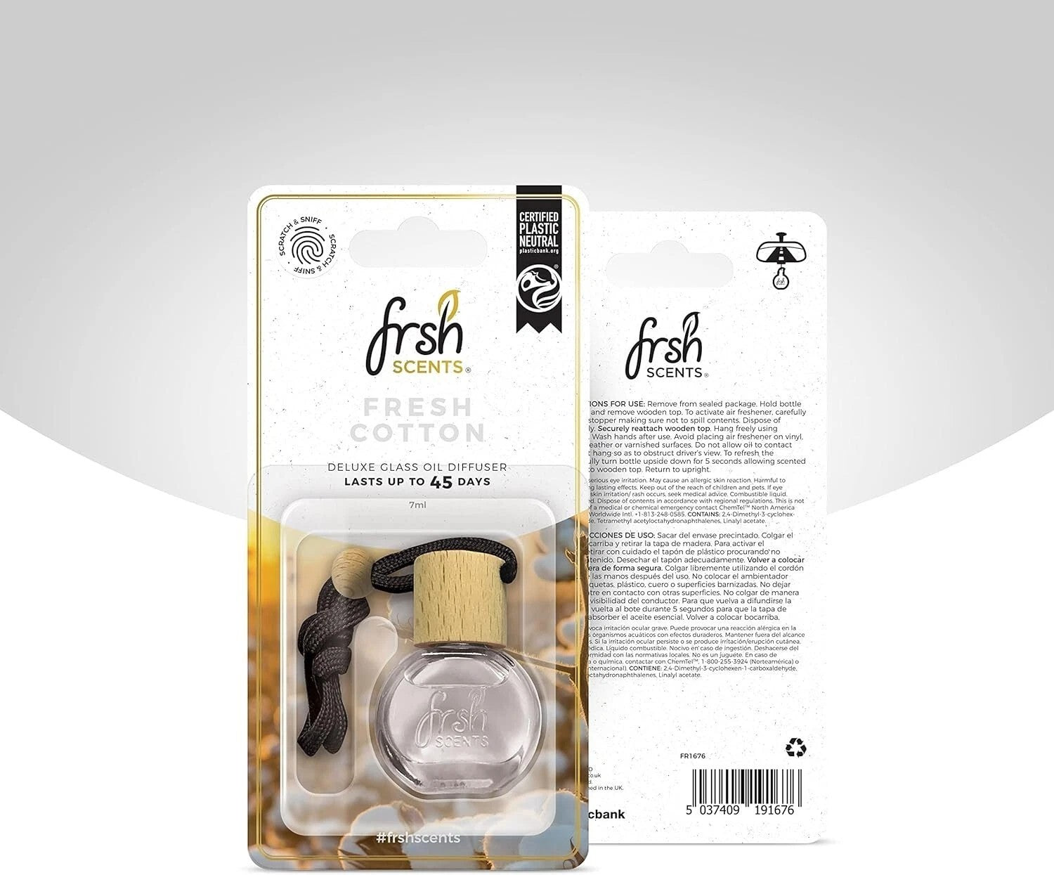 Fresh Cotton Scent Hanging Deluxe Glass Bottle Air Freshener - Oil Diffuser