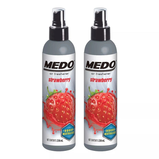 2 x Medo Pump Spray Odour Neutraliser Car Air Freshener Scent- Strawberry