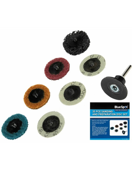 BlueSpot Sanding 35 Pc Sanding Pads/ Discs 2" 50mm Fits Power Drill