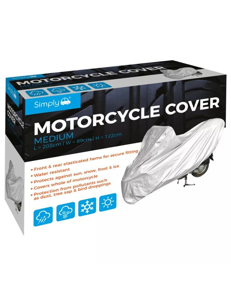 Universal Motorcycle Cover Water Resistant Elastic, Snow, Ice Sun, Protector Med