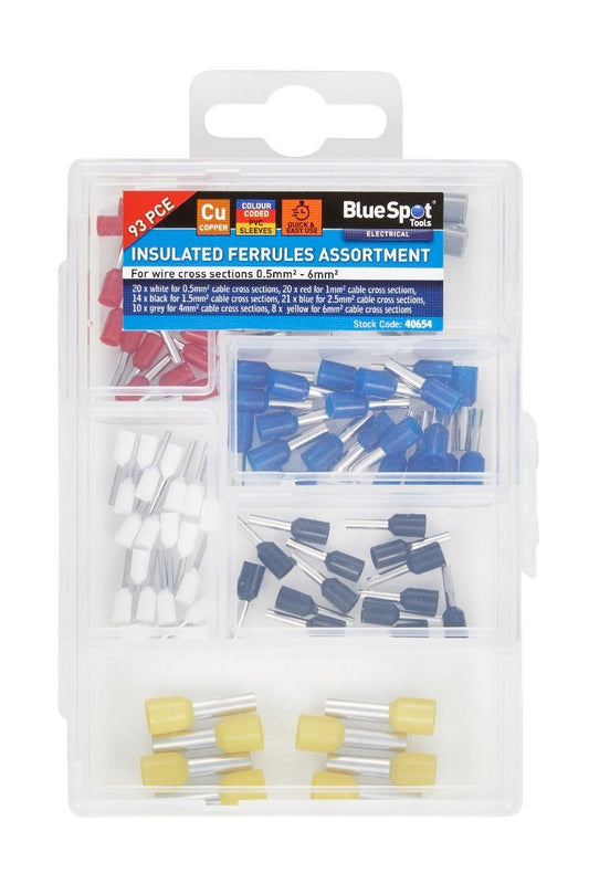 BlueSpot Insulated Wire Ferrules Assortment Set Kit 93pc 0.5-6mm  BSP40654