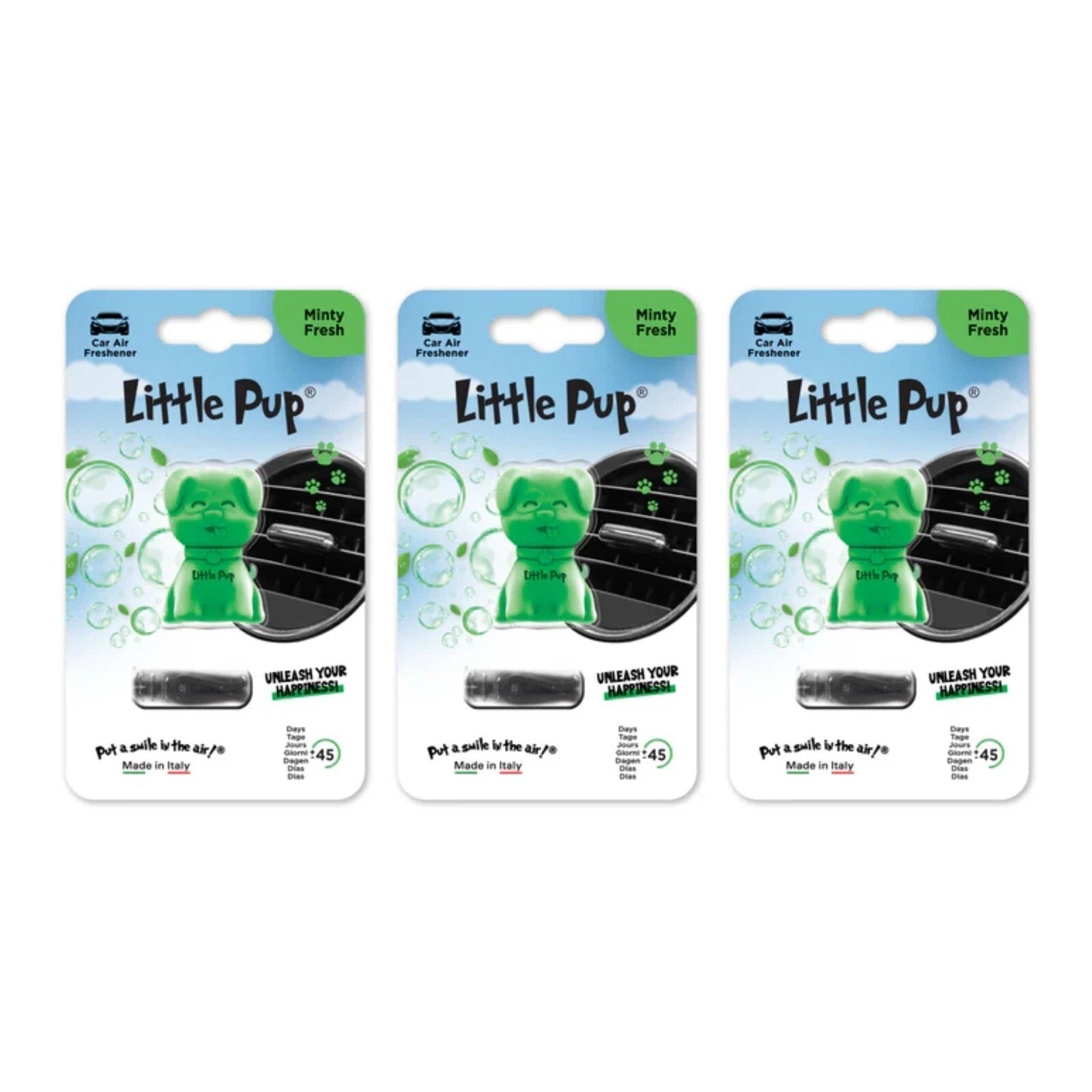 3x Little Pup Scents 3D Gel Vent Clip Car Air Freshener Freshner - Minty Fresh