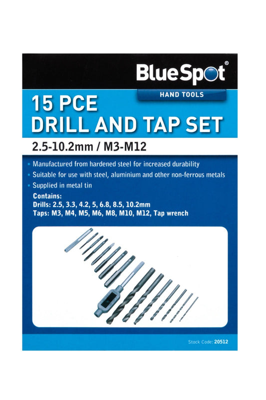 6pc Tap and Drill Bit Set Metric M3 M4 M5 M6 M8 M10 M12 Thread Cutter 20512