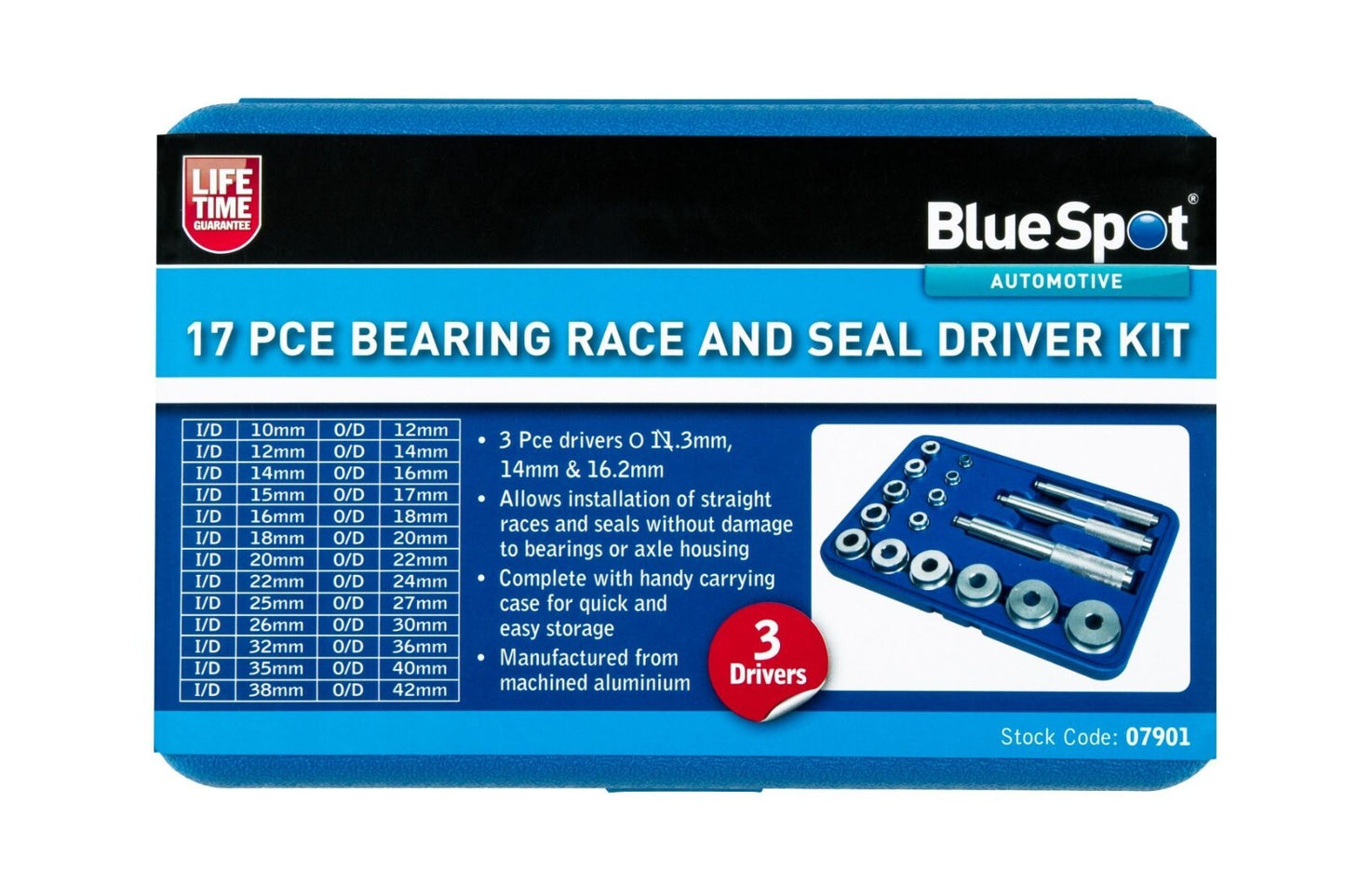 BlueSpot Bearing Race and Seal Driver Kit 17 PCE 07901