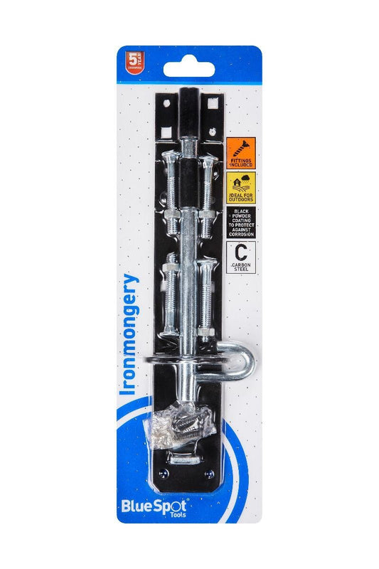 Blue Spot Tools Ironmongery 200mm Black Powder Coated Brenton Bolt bsp78012