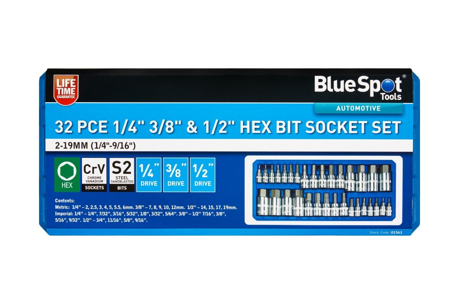 Impact Allen Key Hex 1/4" 3/8" 1/2" Drive Bit Socket Set Bits 32pc 01561