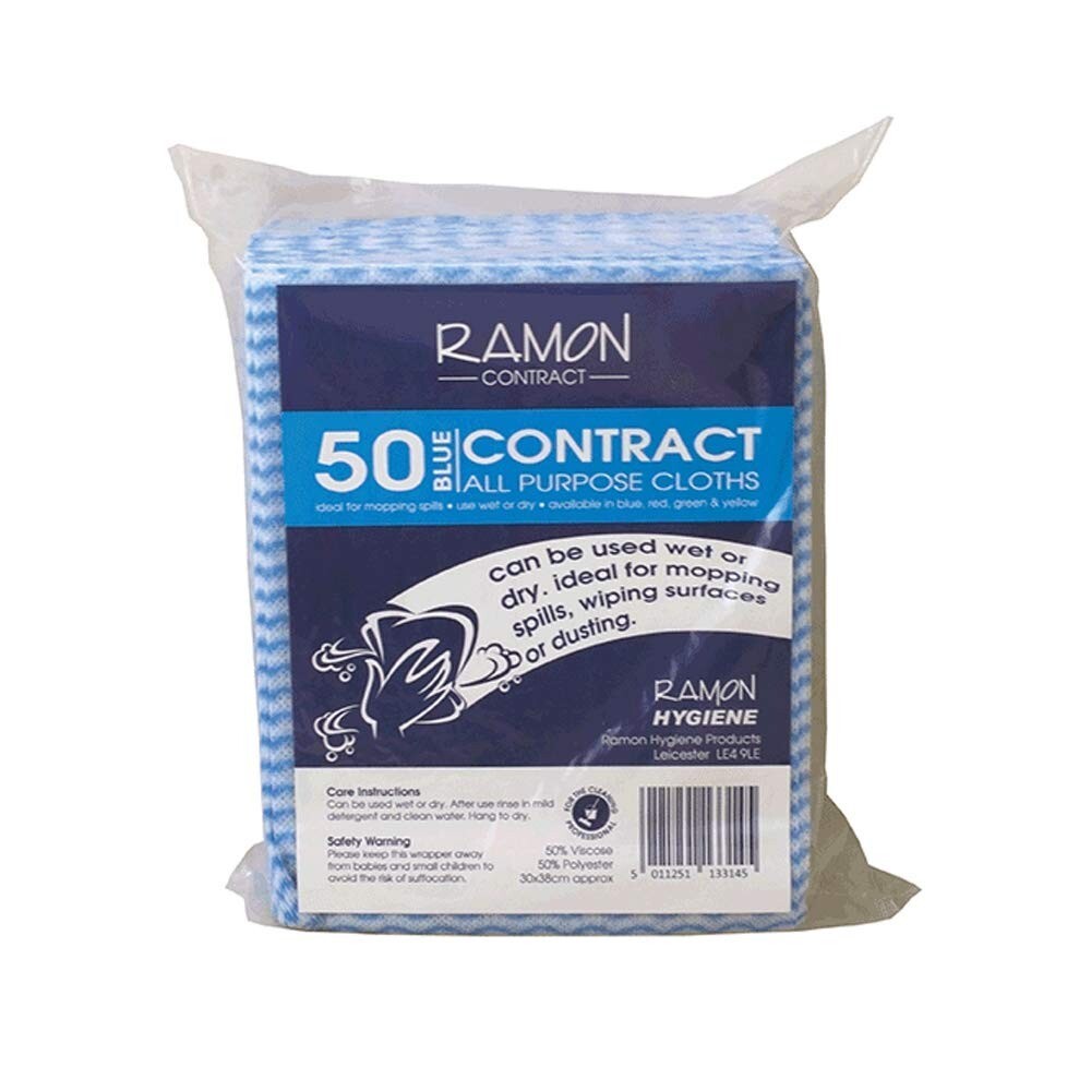 50x Ramon Contract Hygienic All-Purpose Wiping Dusting Cleaning Cloth 765B.50CT