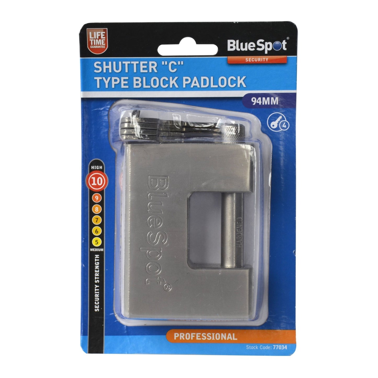 BlueSpot Shutter "C" Type 94mm Block Padlock 77034