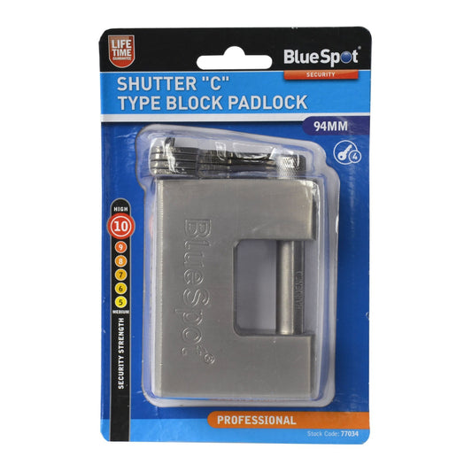 BlueSpot Shutter "C" Type 94mm Block Padlock 77034