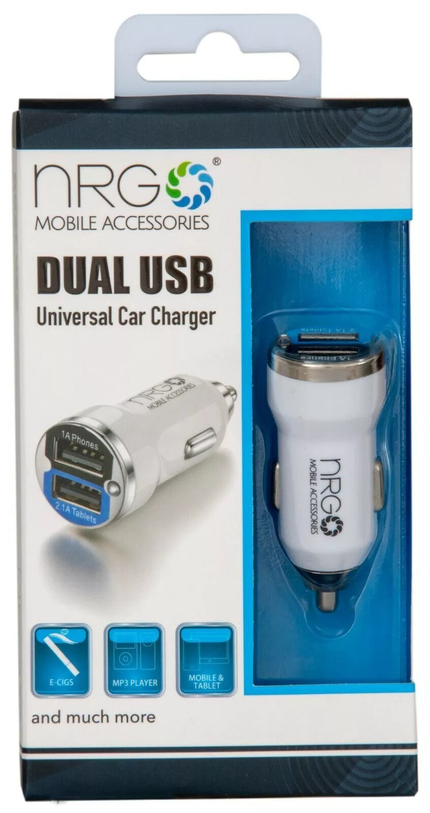 NRG Dual USB 12V In-Car Charging Plug - Phones and Tablets NRG50059