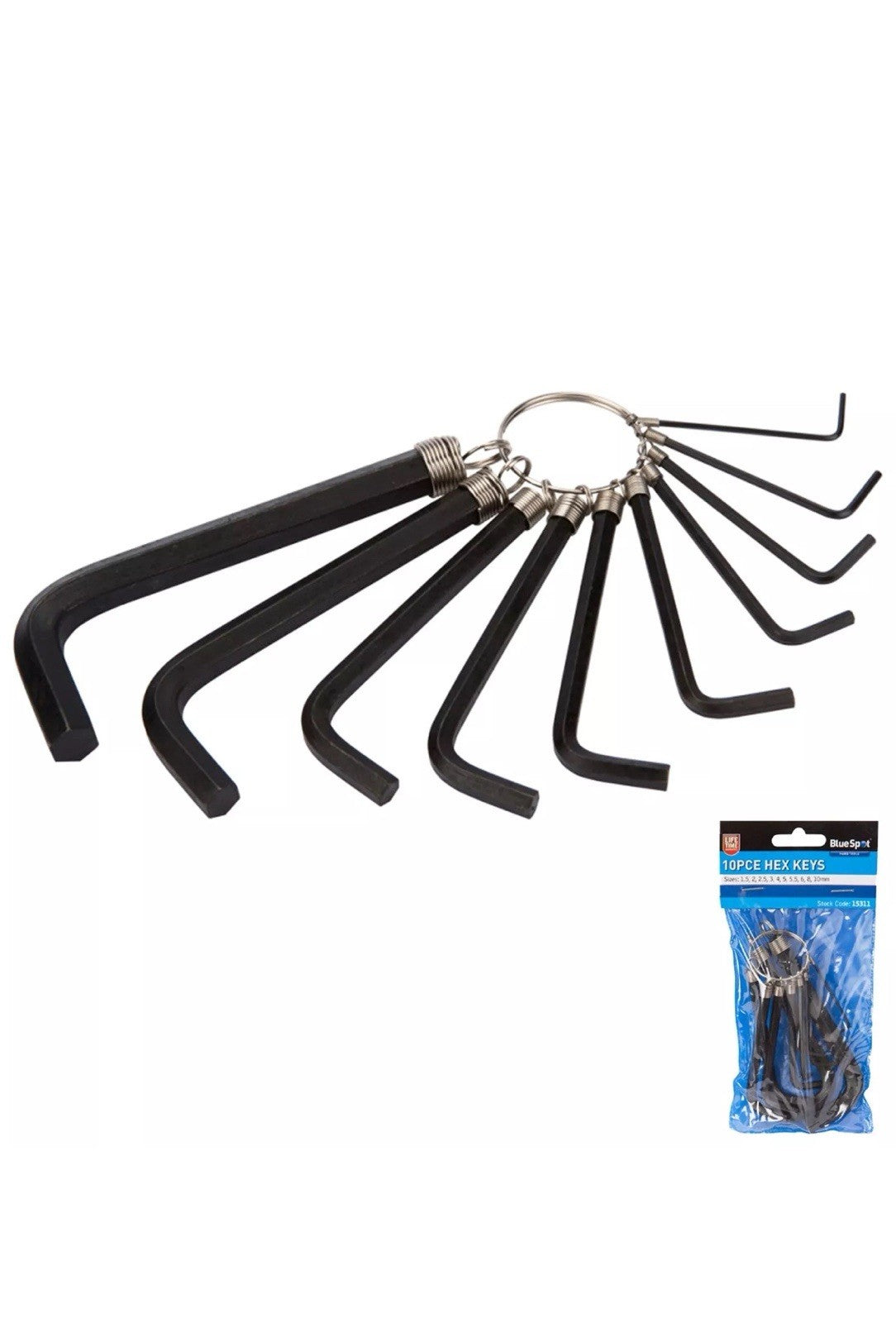 BlueSpot 10Pcs 1.5-10mm Metric Hex Key Set