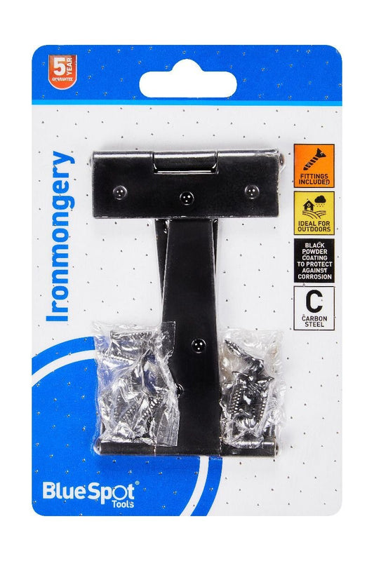 Blue Spot Tools Ironmongery 102mm Black Powder Coated Tee Hinge bsp78026