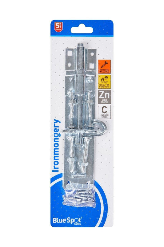 Blue Spot Tools Ironmongery 150mm Zinc Plated Brenton Bolt bsp78015