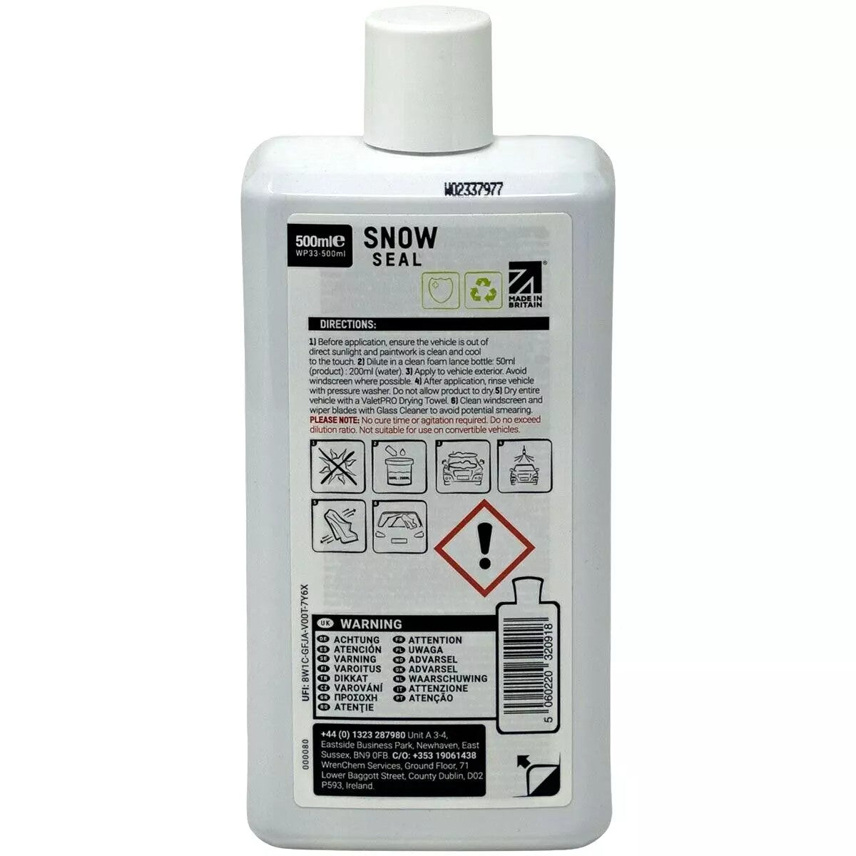 ValetPRO Snow Seal 500ml, Provides a High Gloss Finish, Hydrophobic Protection