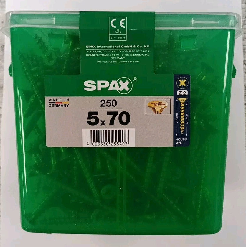Spax S Self Countersinking Pozi Wood Screws Handy Tub 5mm 70mm Pack of 250
