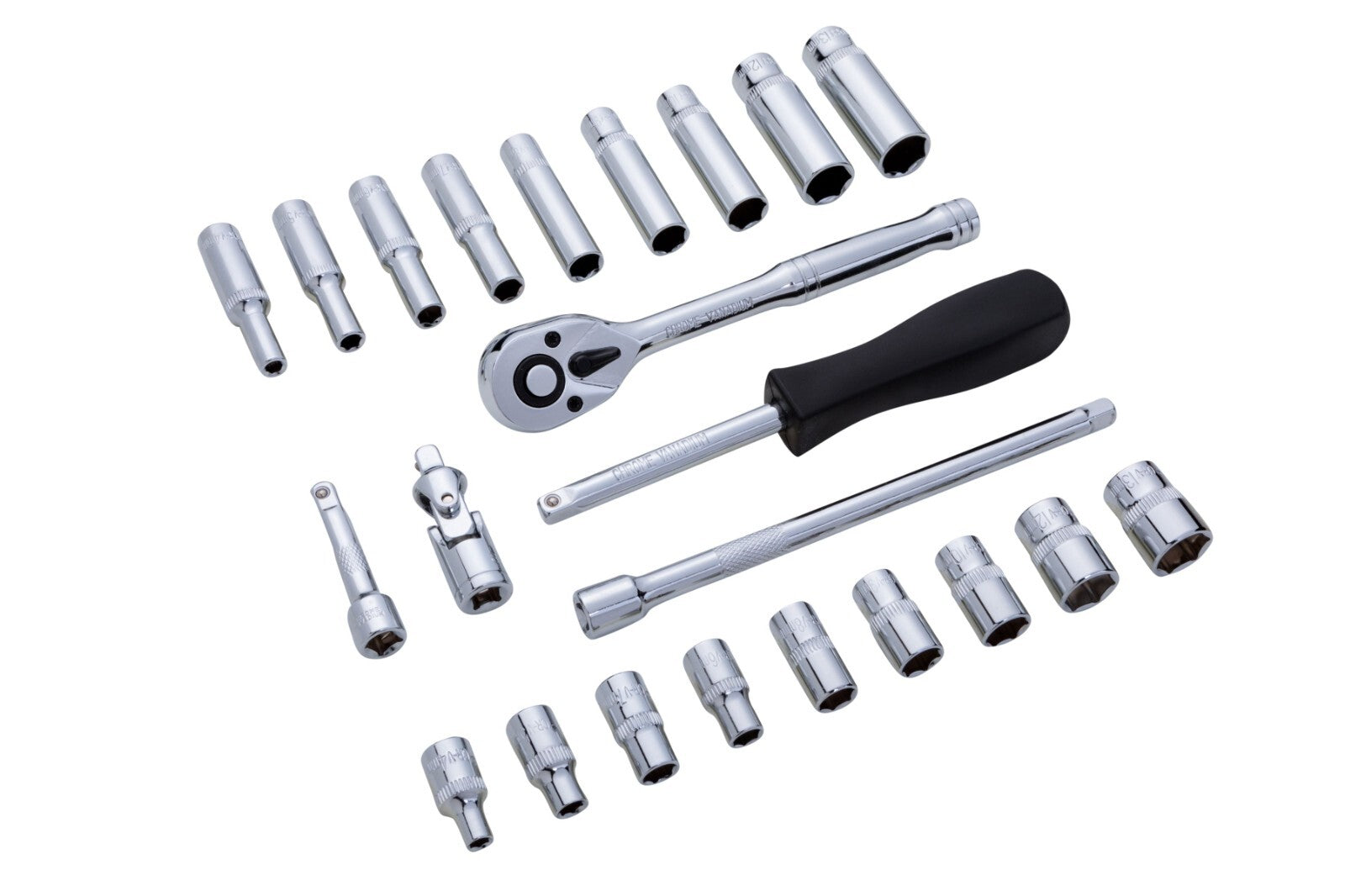 Bluespot 24pc Metric Standard & Deep Socket Set 1/4" Drive Ratchet 4mm - 13mm