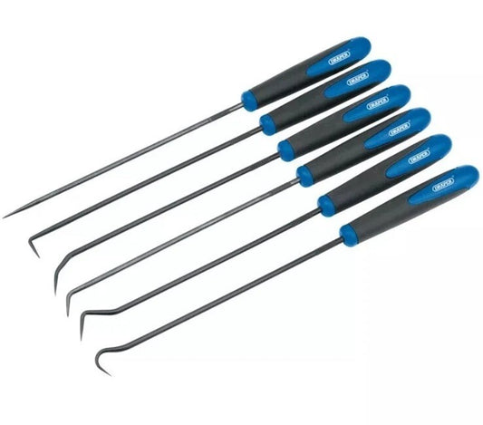 Draper 51764 6 Piece Long Hook & Pick Set For O-Ring Oil Seal or Gasket Puller