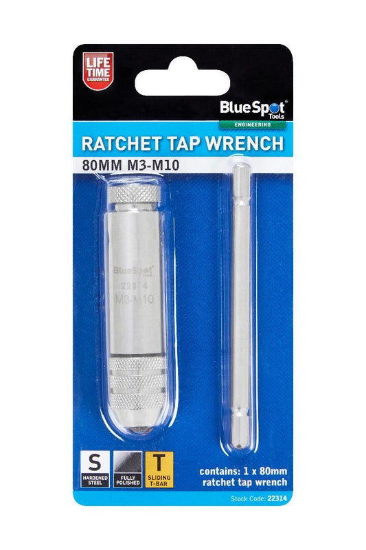 BlueSpot Ratchet Tap Wrench 80mm M3 to M10 T-Handle Tap and Die Tool BSP22314