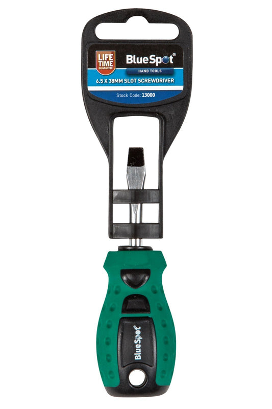 BlueSpot Slotted Screwdriver 6.5 x 38mm Comfort Handle Magnetic Tip 13000