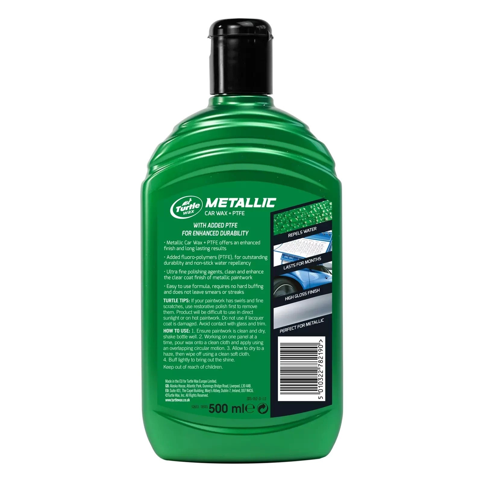 Turtle Wax Metallic Paint Car Wax PTFE Liquid Fine Polish High Gloss Finsh 500ml
