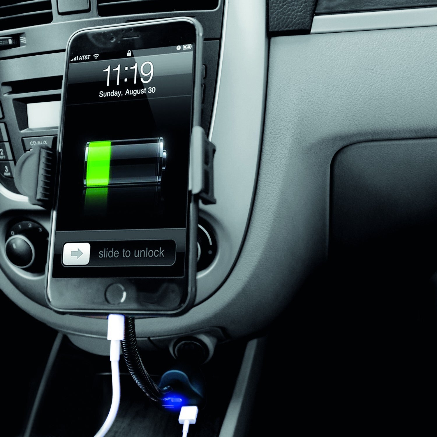 2-Port In-Car USB Charger &amp; Holder, 5V, 2.1A - SIMPLY PH006