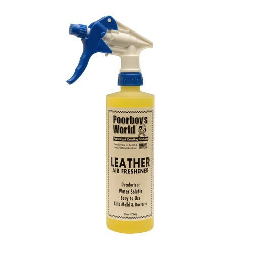Poorboys Spray Air Freshener LEATHER Car Odour Eliminator 16oz 473ml