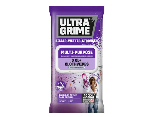 Ultra Grime Multi-Purpose XXL+ Biodegradable Cleaning Wet Wipes - 40 Pack 