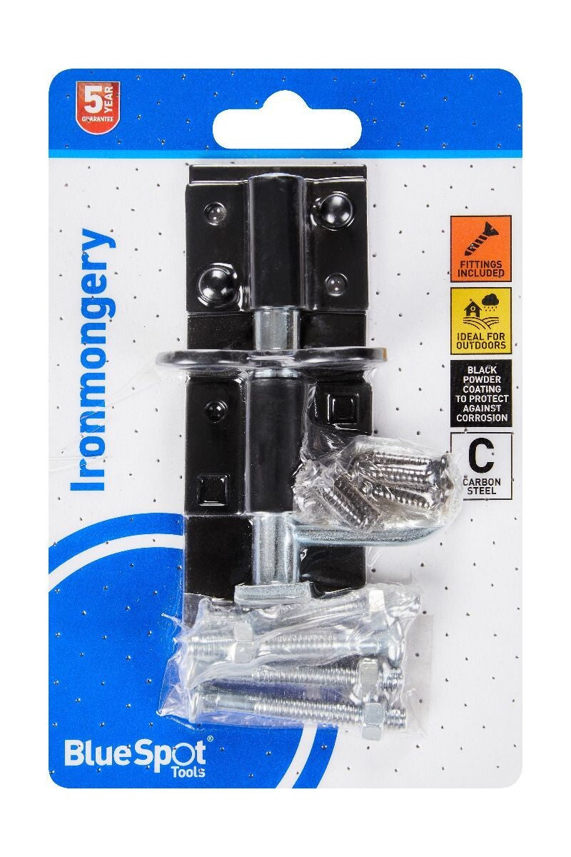 Blue Spot Tools Ironmongery 100mm Black Powder Coated Brenton Bolt bsp78010