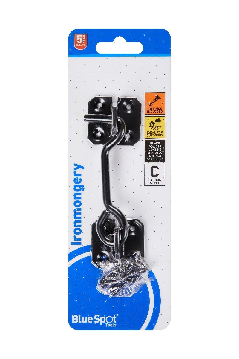 Blue Spot Tools Ironmongery 102mm Black Powder Coated Cabin Hook bsp78040