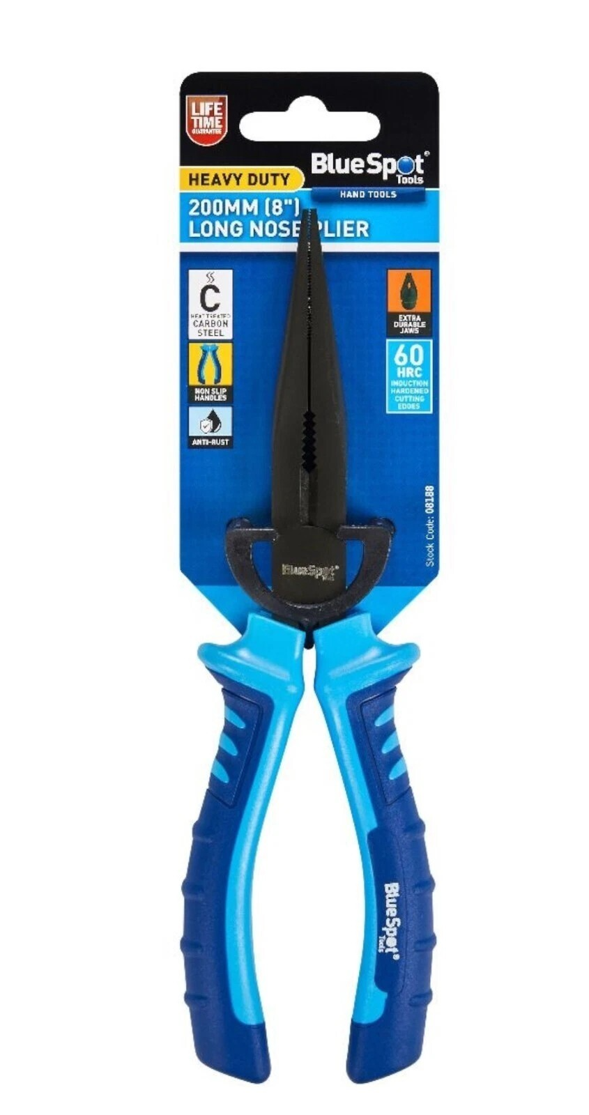 BlueSpot - 200mm (8") Long Nose Plier, Heavy Duty, Lifetime Guarantee