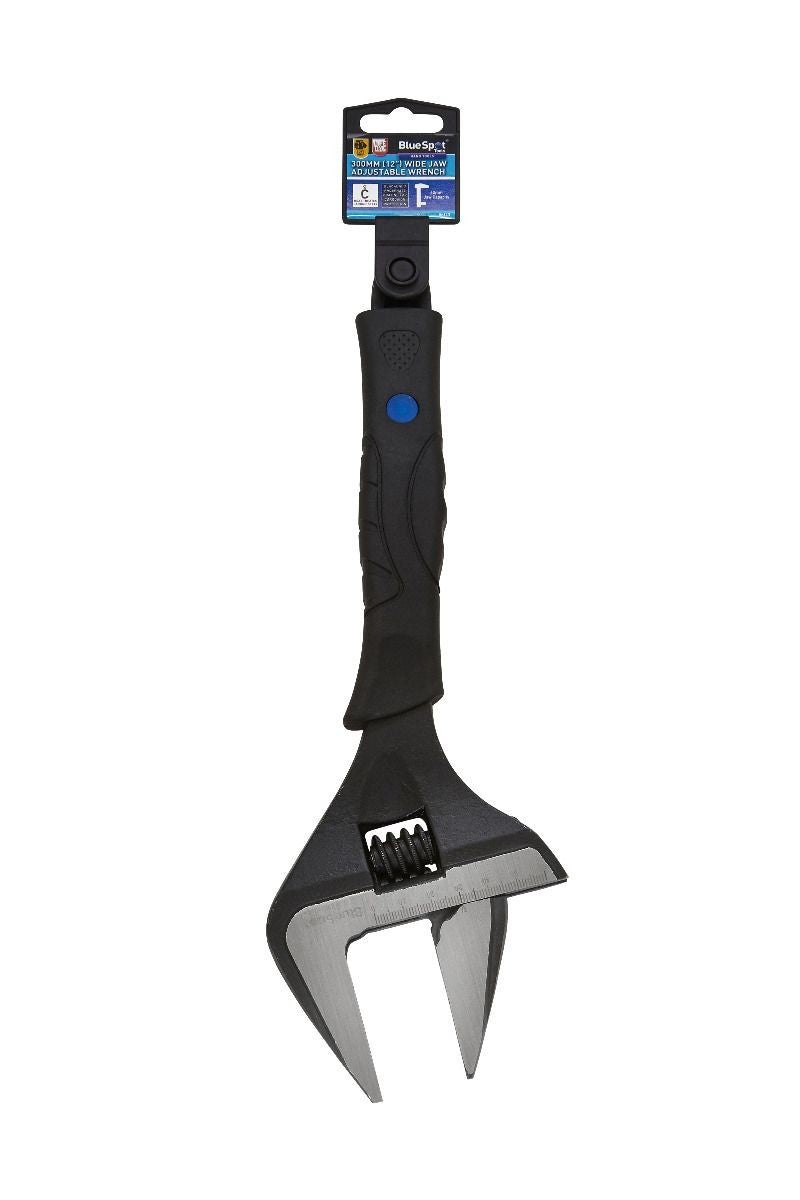 BlueSpot Adjustable Wrench Spanner 60mm Wide Jaw Soft Grip 300mm 12in BSP06113